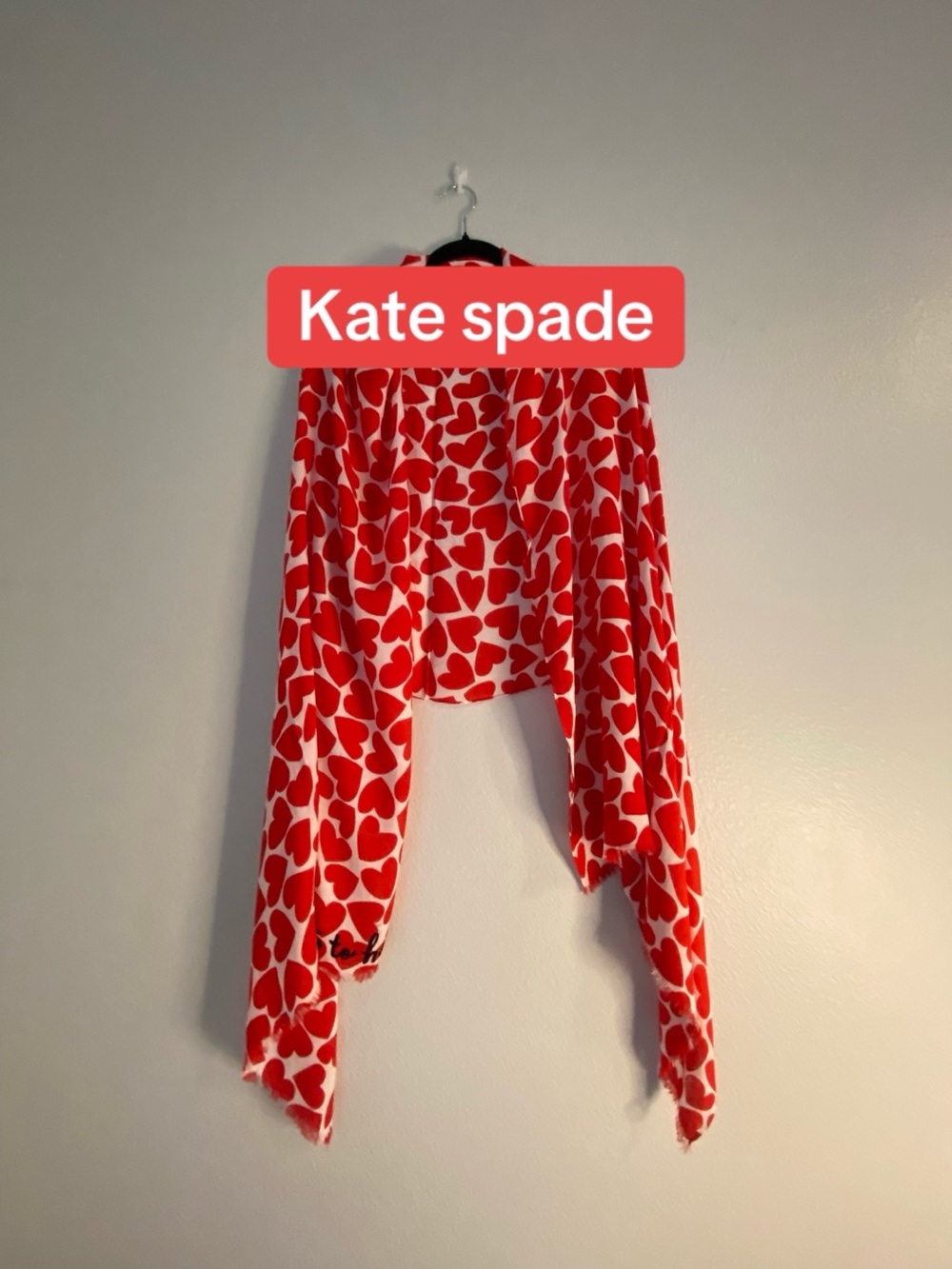 kate spade Red and White Heart Print Wrap scarf